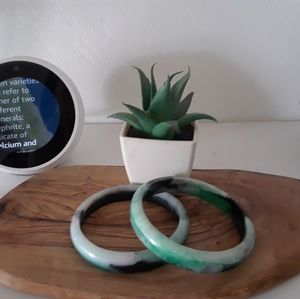 Green Resin Bangle Bracelets set of 2